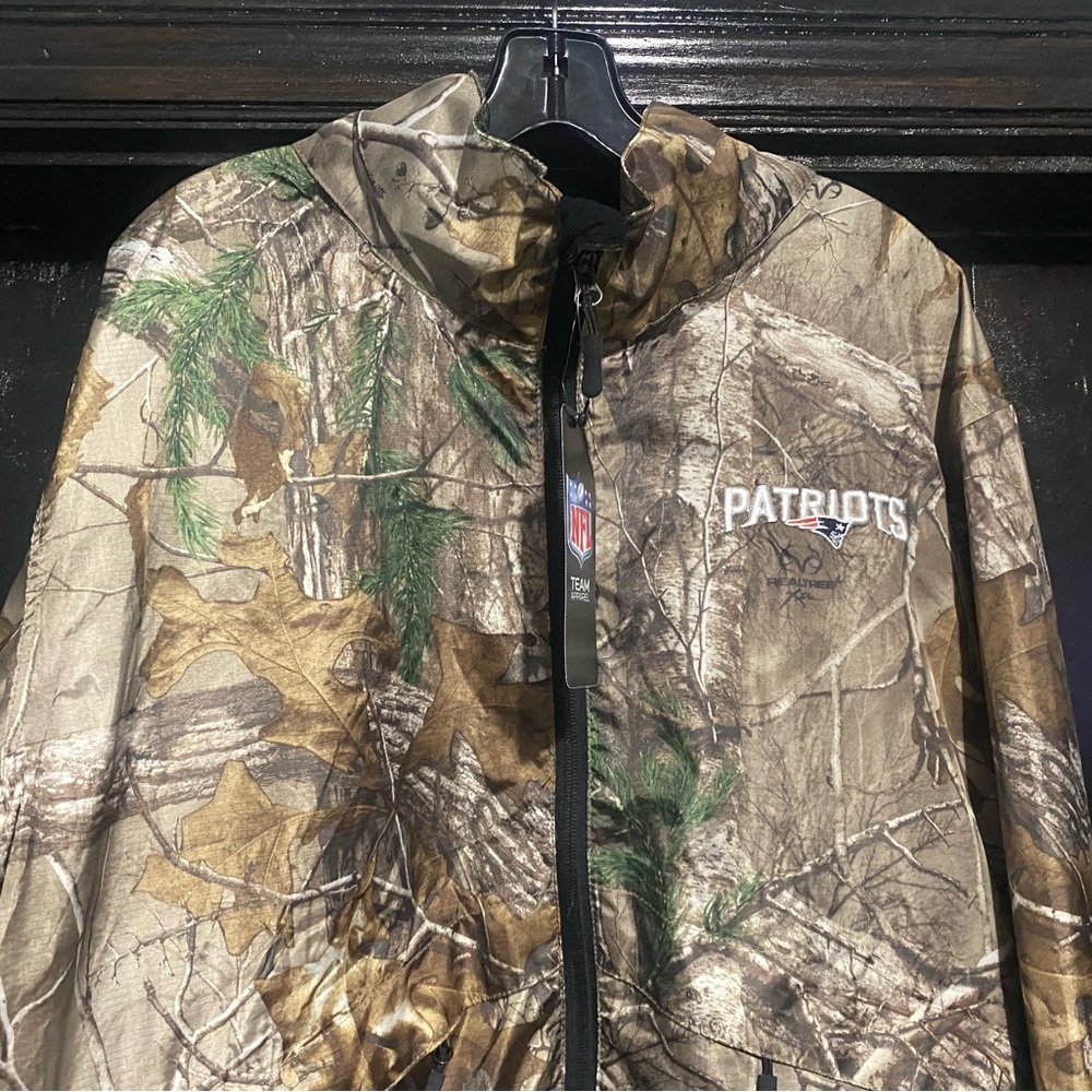 Realtree Camouflage raincoat Jacket with Patriots Logo